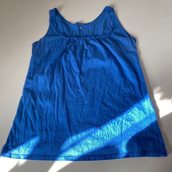 Three Dots I Anthro I Blue Ruffle-Top Tank Top - Picture 8 of 12